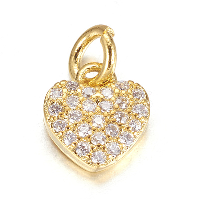 Brass Micro Pave Clear Cubic Zirconia Charms X-ZIRC-P060-41G-1