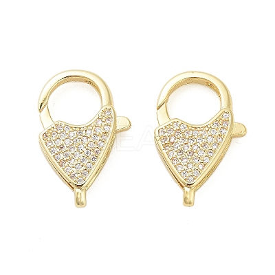 Brass Micro Pave Clear Cubic Zirconia Lobster Claw Clasps KK-I354-01G-01-1