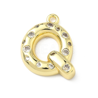 Brass Micro Pave Clear Cubic Zirconia Pendants KK-I476-02G-Q-1