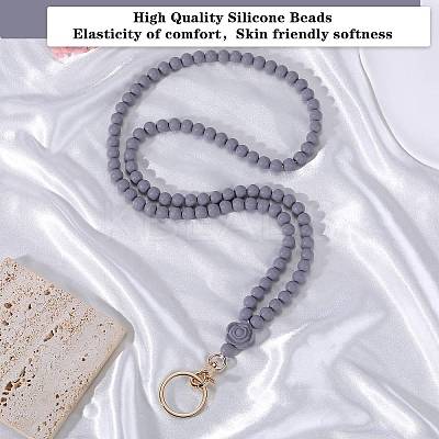 Rose Silicone ID Card Neck Strap Card Holder NJEW-SW00028-08-1