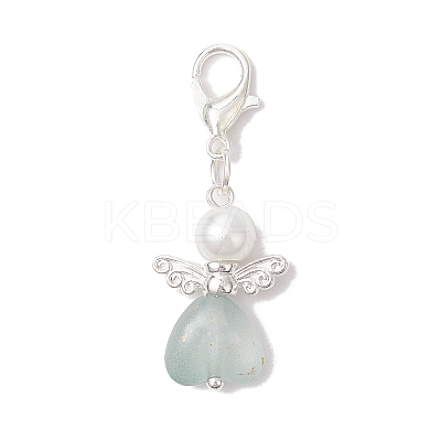 7Pcs Heart Angel Acrylic & Glass Pearl Pendant Decorations HJEW-JM03729-02-1