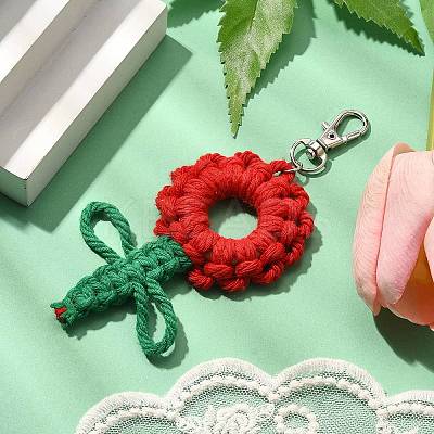 Flowers Woven Cotton Thread Pendant Decorations HJEW-JM02452-1