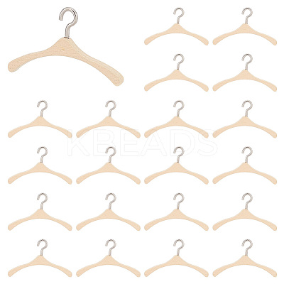 AHADEMAKER 30Pcs Miniature Wood Doll Clothes Hangers DOLL-GA0001-08-1