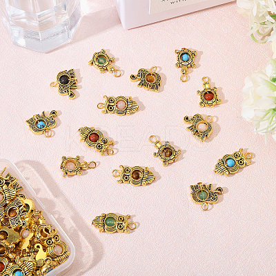60Pcs 15 Styles Antique Golden Tone Alloy Pendants PALLOY-FH00026-1