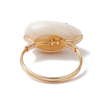 4Pcs Copper Wired Shell Finger Rings RJEW-TA00176-1