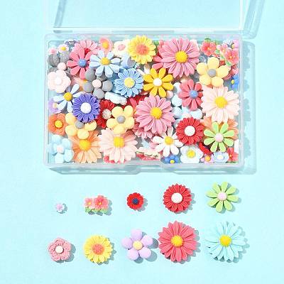 100Pcs 10 Styles Opaque Resin Cabochons CRES-FS0001-25-1