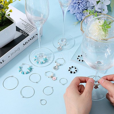 240Pcs 6 Size 316 Surgical Stainless Steel Wine Glass Charms Rings STAS-SC0007-25-1