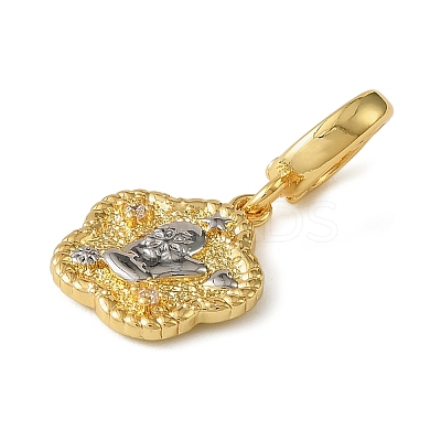 Christmas Brass Rhinestone Flower Pendant Decorations KK-H498-01G-09-1