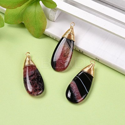 Natural Brazilian Agate Pendants PALLOY-JF01324-01-1