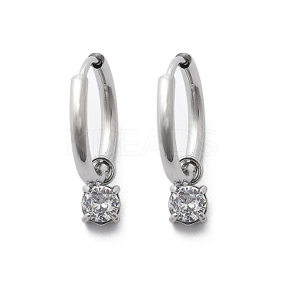 304 Stainless Steel Micro Pave Cubic Zirconia Hoop Earrings STAS-R004-02P-02-1