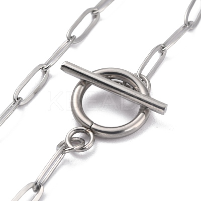 Tarnish Resistant 304 Stainless Steel Paperclip Chain Bracelets BJEW-O186-02P-1