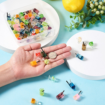 64Pcs 16 Style Imitation Juice Draft Beer Resin Pendants CRES-PJ0001-02-1