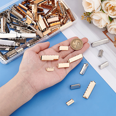 120Pcs 10 Styles Iron Ribbon Crimp Ends IFIN-PH0002-35-1
