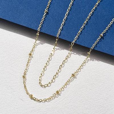 Brass Double Layer Necklaces NJEW-D302-51G-1