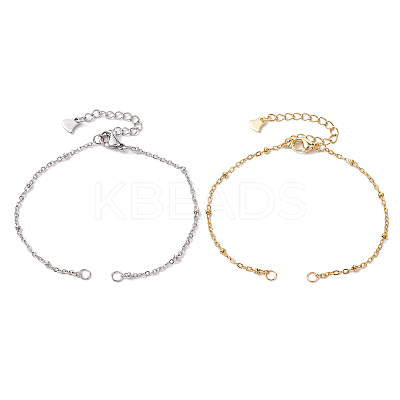 2Pcs 2 Colors 304 Stainless Steel Satellite Chain Bracelet Making AJEW-JB01277-1