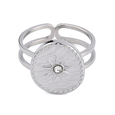 304 Stainless Steel Open Cuff Ring for Women RJEW-F166-07P-01-1