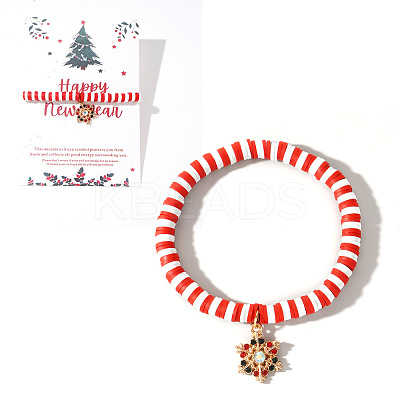 Elegant Christmas Handmade Polymer Clay Heishi Beaded Stretch Bracelets MV9996-31-1