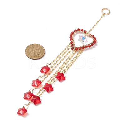 Natural Gemstone Heart Pendant Decorations HJEW-JM01139-1
