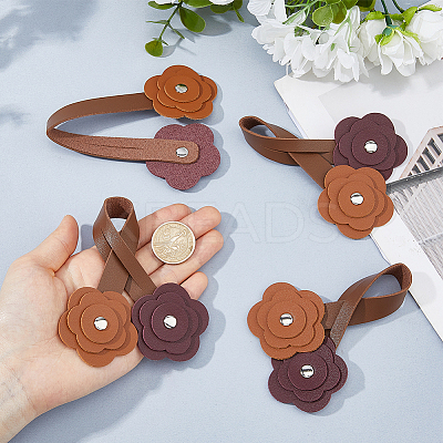 4Pcs PU Leather Flower Pendant Decorations AJEW-FH0009-99A-1