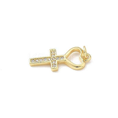 Brass Micro Pave Clear Cubic Zirconia Pendants KK-B141-20G-1
