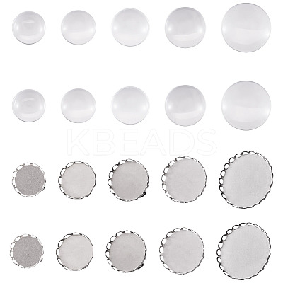 DIY Blank Dome 304 Stainless Steel Brooch Making Kit DIY-TA0009-60-1