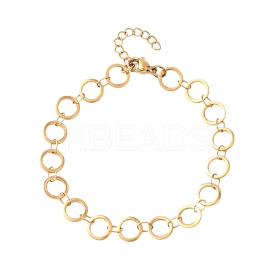 304 Stainless Steel Ring Link Chain Bracelets BJEW-P373-02B-G-1
