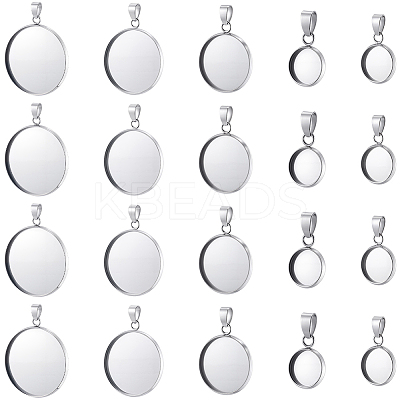 50Pcs 5 Styles 304 Stainless Steel Pendant Cabochon Settings STAS-BBC0007-38-1