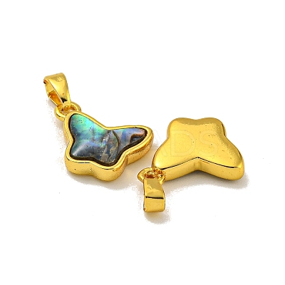 Rack Plating Brass Pave Natural Paua Shell Butterfly Charms KK-U025-01G-02-1