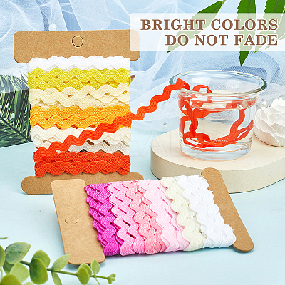4 Cards 2 Styles Polyester Wavy Fringe Trim Ribbon DIY-GF0009-48G-1