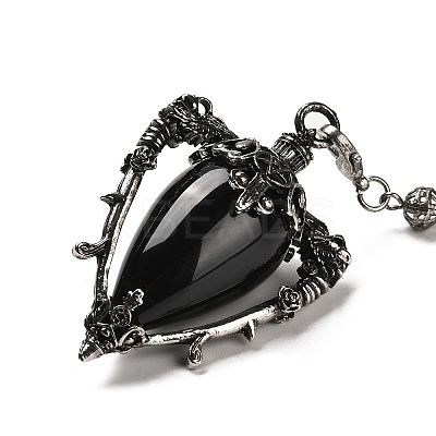 Natural Obsidian Triangle Dowsing Pendulum Pendants G-G022-01AS-07-1