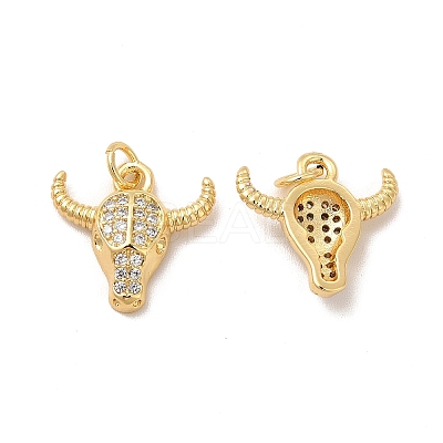 Rack Plating Brass Micro Pave  Cubic Zirconia Pendants KK-B068-24G-1