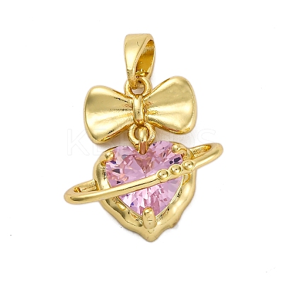 Brass Micro Pave Cubic Zirconia Pendants KK-V009-23G-1