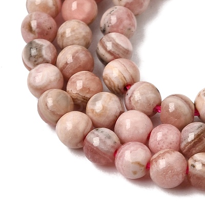 Round Natural Rhodochrosite Bead Strands G-F289-21-4mm-01-1