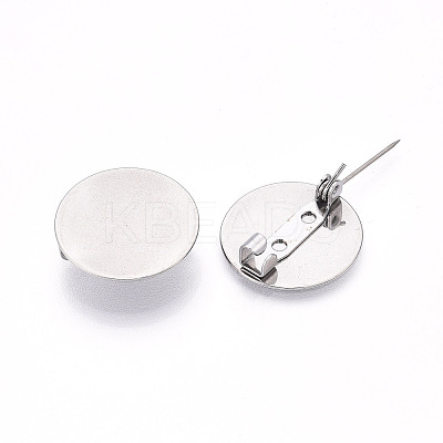 304 Stainless Steel Brooch Cabochon Settings STAS-E547-08I-P-1