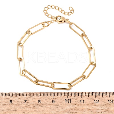 304 Stainless Steel Paperclip Chain Bracelets for Women BJEW-G775-01G-1