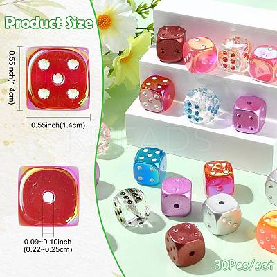 30Pcs 3 Styles UV Plating Transparent Acrylic Beads OACR-FS0002-60-1