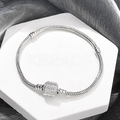 Brass Micro Pave Clear Cubic Zirconia Link Bracelets LS-BJEW-S158-15P-1