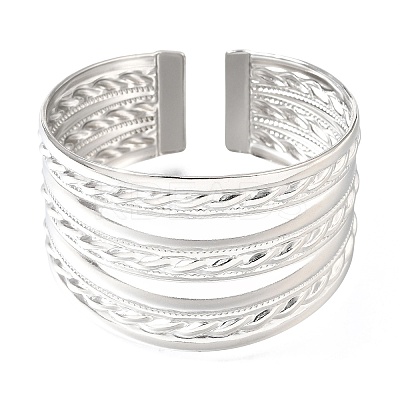 37.5MM 304 Stainless Steel Textured Multi-Strand Wide Cuff Bangles for Women SA-CBAB767-28P-1