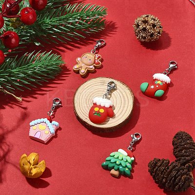 Christmas Theme Resin Pendant Decoration HJEW-JM01133-1
