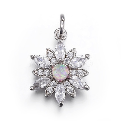 Brass Micro Pave Cubic Zirconia Pendants ZIRC-F091-02-P-1
