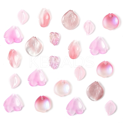 120Pcs 6 Styles Autumn Theme Two-Tone Transparent Glass Charms GLAA-FS0002-23-1