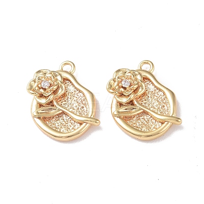 Brass Micro Pave Cubic Zirconia Pendants KK-I702-04G-1