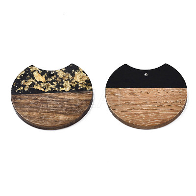 Translucent Resin & Waxed Walnut Wood Pendants RESI-Q211-04-1