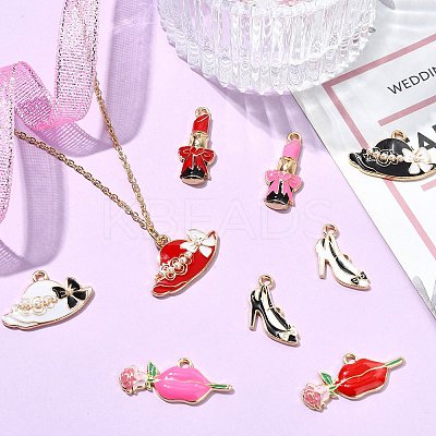 45Pcs 9 Styles Alloy Enamel Pendants ENAM-CJ0006-90-1