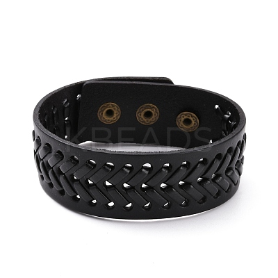 Vintage Cowhide Leather Braided Cord Bracelet for Men BJEW-A039-02A-1