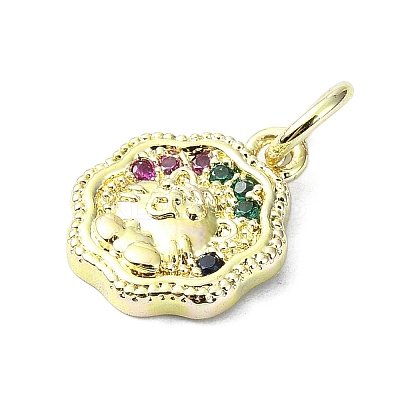 Brass Micro Pave Colorful Cubic Zirconia Pendants KK-H475-18G-01-1