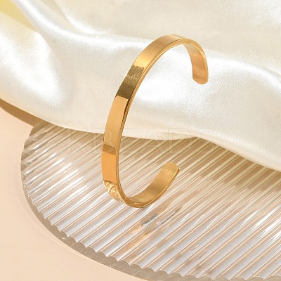 304 Stainless Steel Plain Cuff Bangles for Women BJEW-P344-01A-G-1