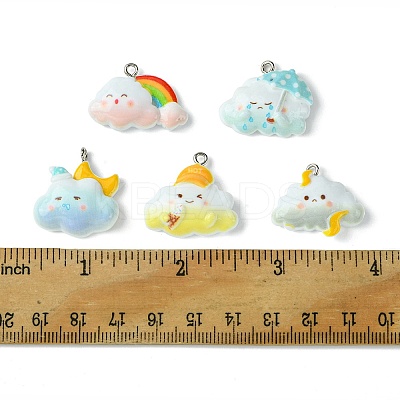 5Pcs 5 Colors Opaque Resin Pendants RESI-FS0001-67B-1