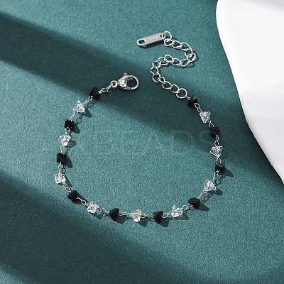 Glass Triangle Beads Link Bracelets BJEW-G774-04P-1
