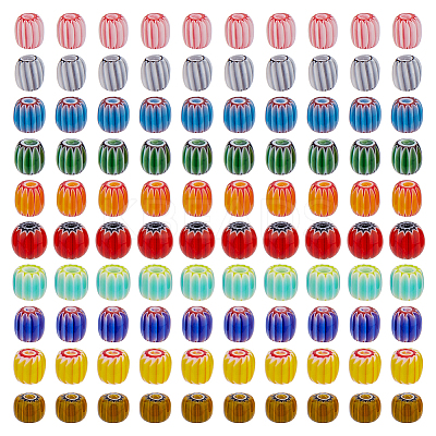100Pcs 10 Colors Handmade Millefiori Lampwork Beads LAMP-DC0001-24-1